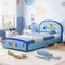 Honeyjoy Children Twin Size Upholstered Platform Single Bed with Headboard &#x26; Footboard Blue